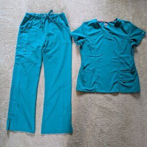 Dickies Xtreme Stretch Women's V-Neck Scrub Top & Drawstring Pants-Teal